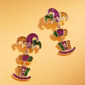 952. Mardi Gras enamel post earrings
